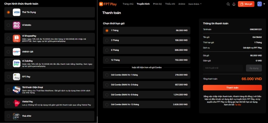 Phí dịch vụ FPT Play